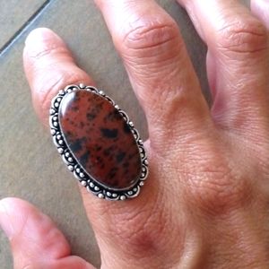 Mahogany obsidian gemstone ring
